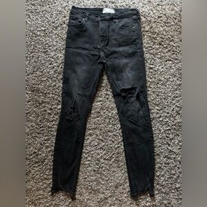 Free People Black Distressed Skinny Jeans